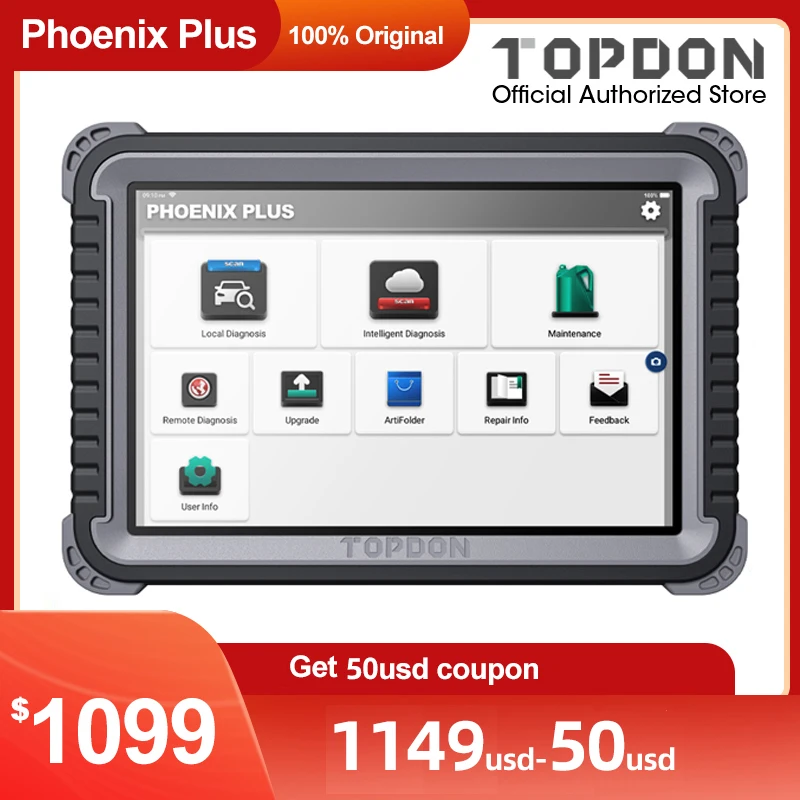 Автомобильный диагностический сканер TOPDON Phoenix Plus профессиональная диагностика