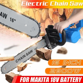 Cheap NEW 16 Inch 2800W Electric Cordless Chain Saw Brushless Motor Electric Chainsaw Woodworking Power Tools For 18V Makita Battery
