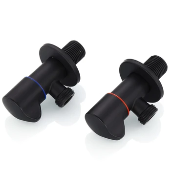 

FashionBathroom Angle Filling Valve Faucets Black Stainless Steel Kitchen Cold Hot Mixer Tap Accessories Standard G1/2 Threaded
