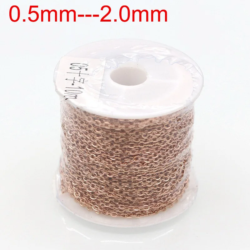 rose gold 0.5x2.0mm 10 ярдов/рулон оптом розовое золото цвет нержавеющая сталь кабельные звенья цепи 1,0 1,5 2,0 2,5 3 мм для DIY ожерелье ювелирных изделий ремесло - Цвет: rose gold 0.5x2.0mm