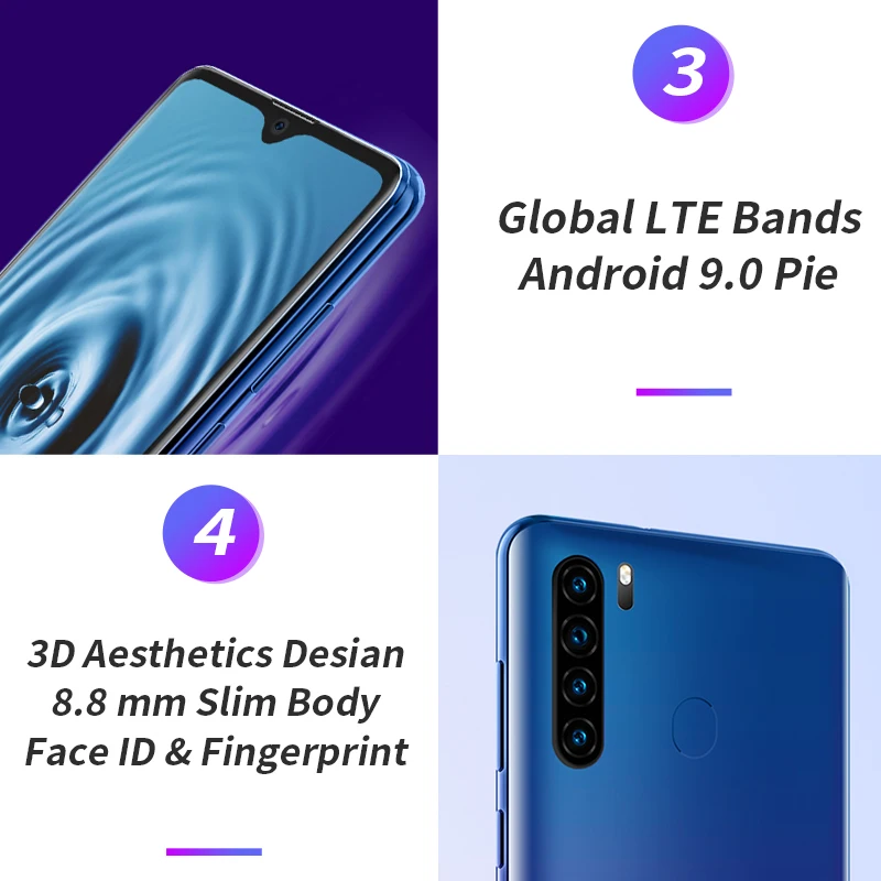  Blackview A80 Pro 6.49' Waterdrop Smartphone Quad Core Rear Cameras 4GB RAM 64GB ROM Global Version