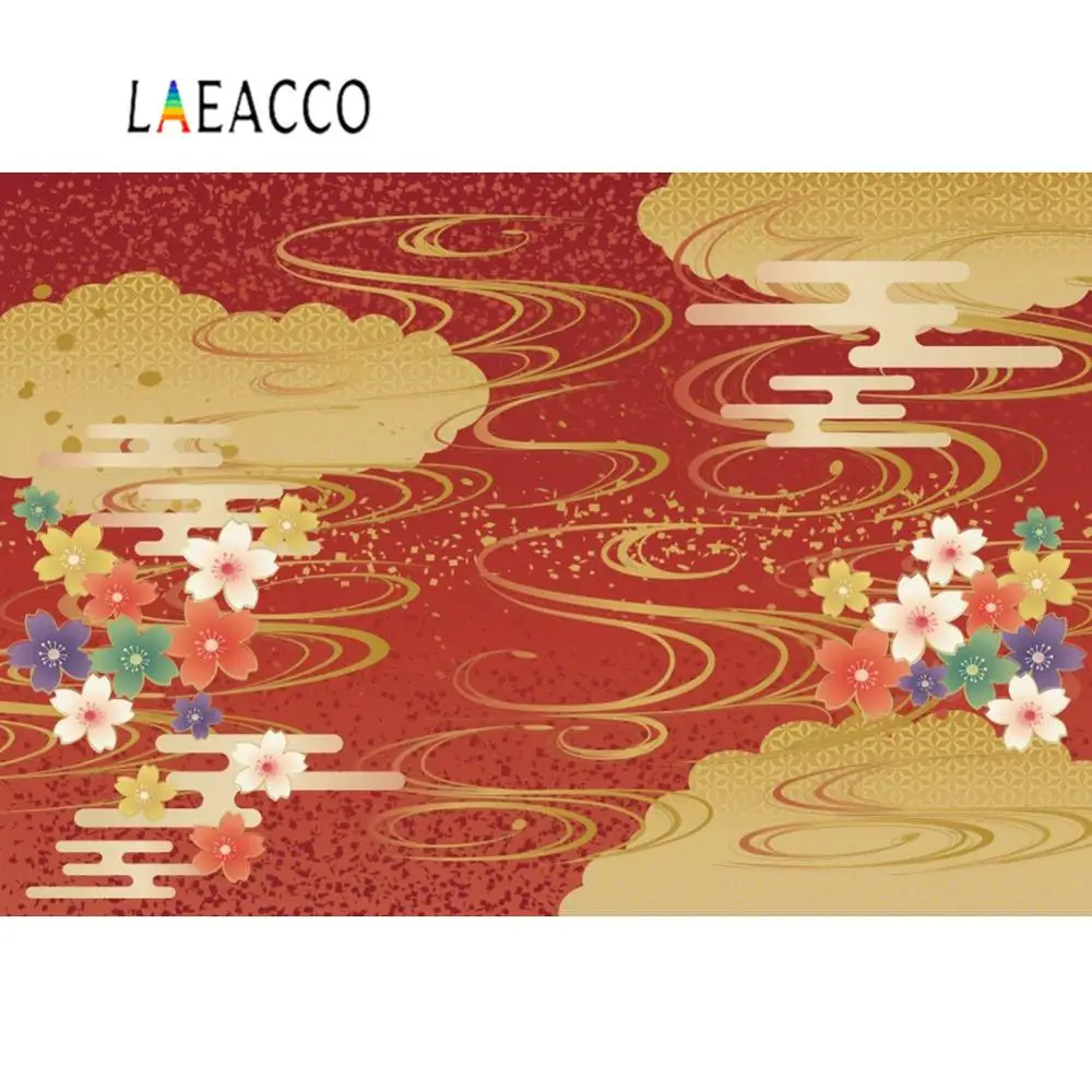 Laeacco мультфильм традиционным цветочным узором японский Новый год фон для