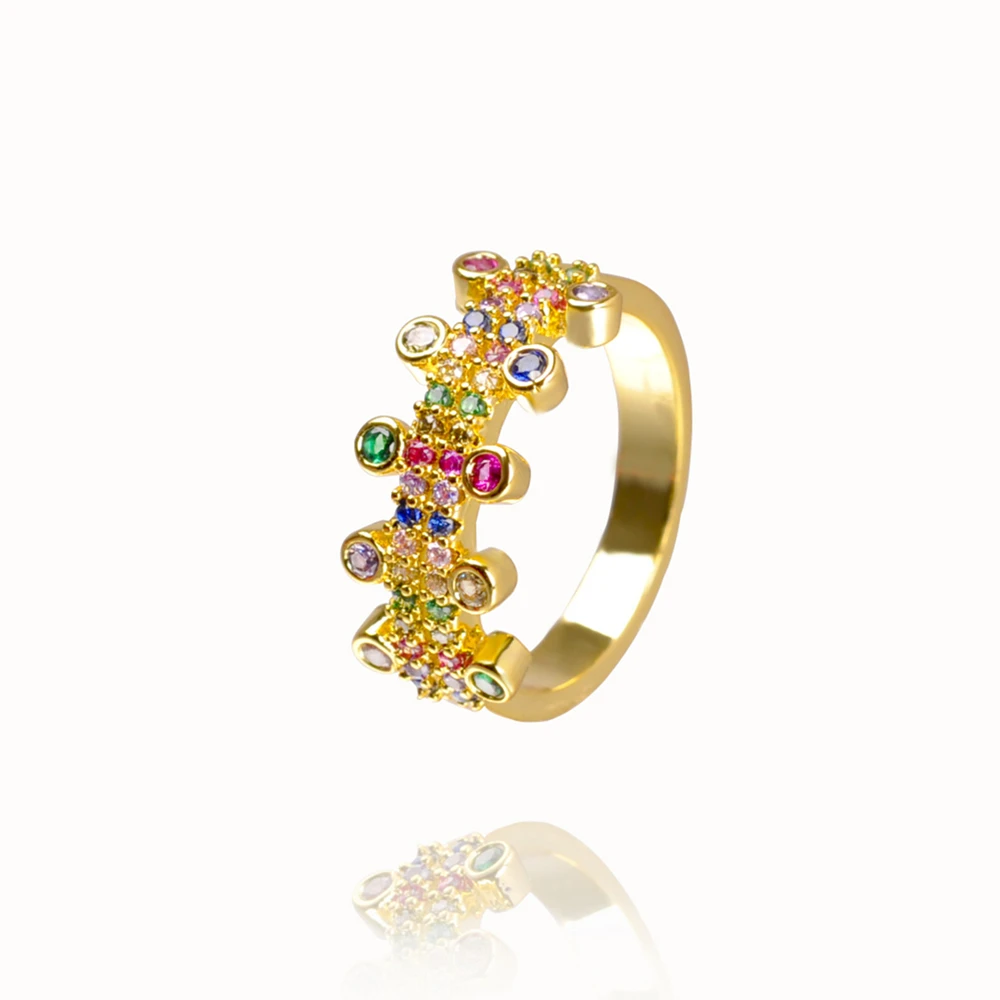 Осеннее стильное Радужное кольцо, Золотое циркониевое женское кольцо, роскошное регулируемое обручальное кольцо, вечерние ювелирные изделия для женщин, подарок - Цвет основного камня: RA001-4