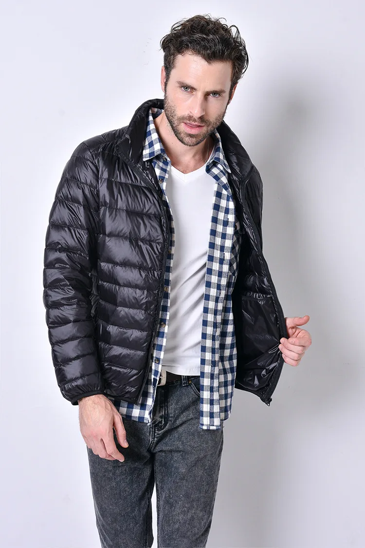 Зимний легкий пуховик пальто для мужчин со стоячим воротником тонкий большой размер 5Xl повседневное короткое пальто для мужчин Doudoune Homme