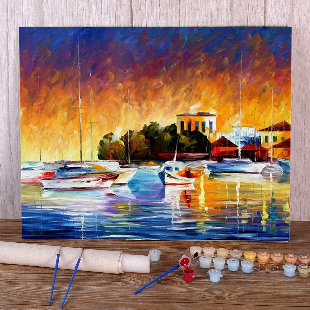 Oil Painting Style Siesta Paint By Numbers Package Acrylic Paints 50*70 Loft Wall Picture Children Drawing | Дом и сад