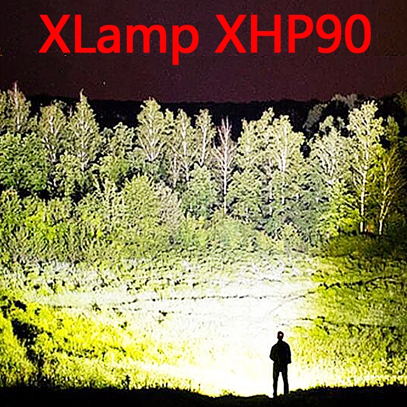 

Brightest XHP70.2 XHP90 Rechargeable LED Flashlight Powerful Torch Super Waterproof Zoom Hunting Light Use 18650 or 26650 Battey