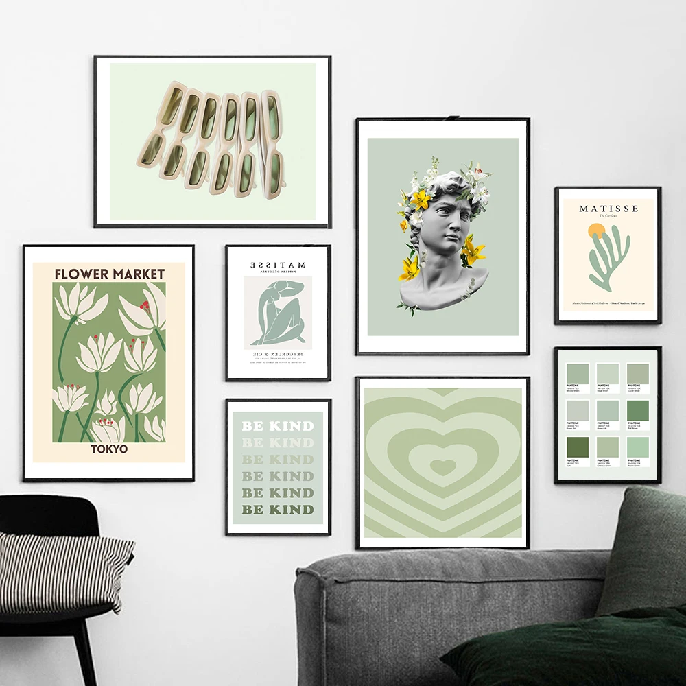 Настенная картина Matisse с абстрактными цветами зелеными Пантон Давид настенная