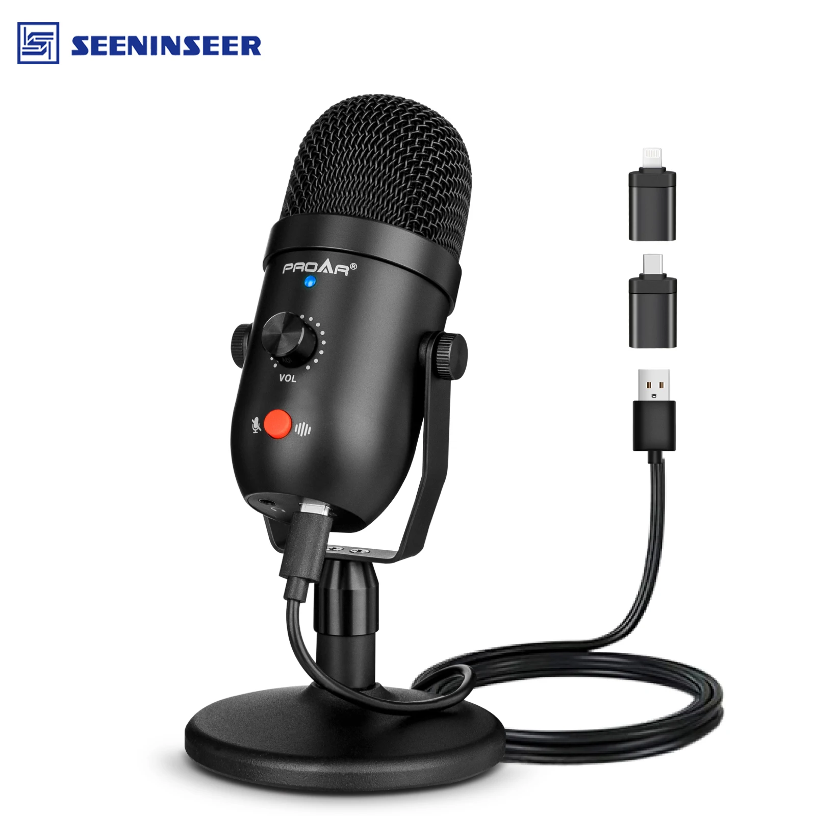 Usb Condenser Microphone For Pc,iphone,type-c Phone With Noise Reduction Computer,gaming,streaming,podcast,youtube - - AliExpress