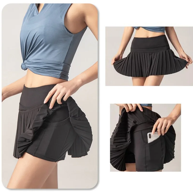 Cloud Hide Women Sports Tennis Skirts Golf Skirt Fitness Shorts High Waist Athletic Running Short Quick Dry Sport Skort Pocket sports skirt sports shorts