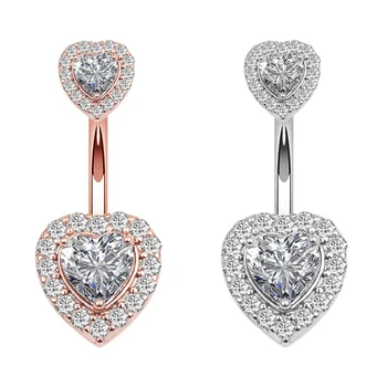 

1PC Surgical Steel Heart Belly Piercing Navel Rings Crystal Belly Button Rings Cubic Zirconia 14 Gauge Belly Ring Sexy Piercings