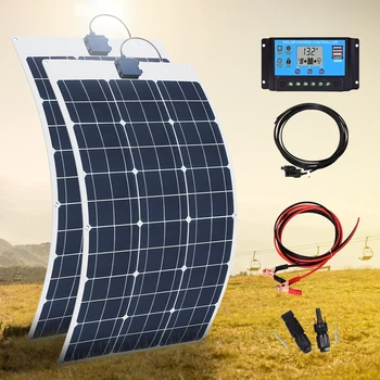 

150w 18v 12v 24v flexible solar panel 12v 24v charger 5v usb with 10A 20A controller monocrystalline for car RV Boat Battery