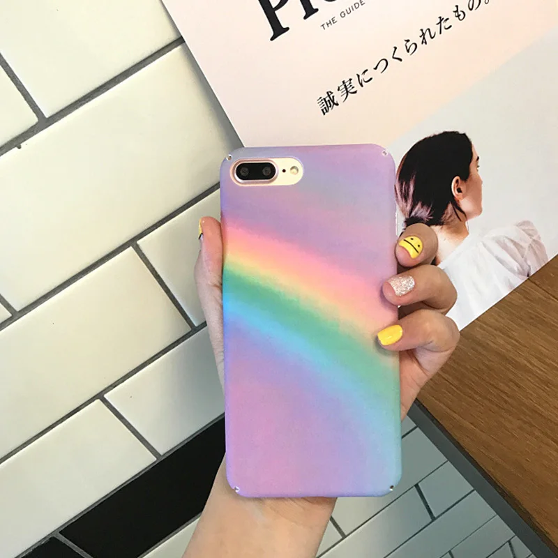 

Girls Korean Ins Style Purple Gradient Rainbow Matte Phone Case Cover for iPhone 6/6s/6plus/6splus/7/8/7/8plus/X/XS/XR/XSMAX