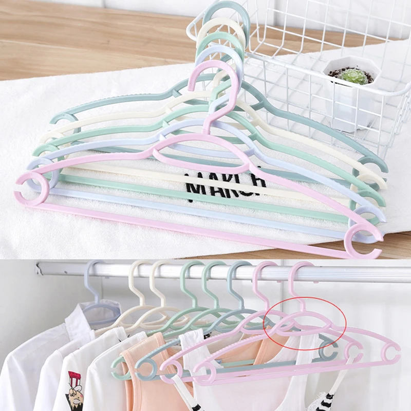 

5pcs Plastic Clothes Hangers Universal Clothes Drying Rack for Adult Kid Baby Clothes Non-slip Wardrobe Organizer Space Savers