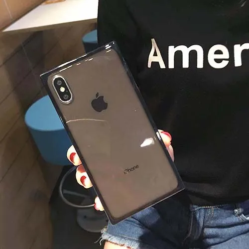 SUYACS квадратный блестящий чехол для телефона для iPhone 11 Pro XR XS Max 6 6S 7 8 Plus X прозрачный мягкий ТПУ 2 в 1 чехол для задней панели телефона - Цвет: Black