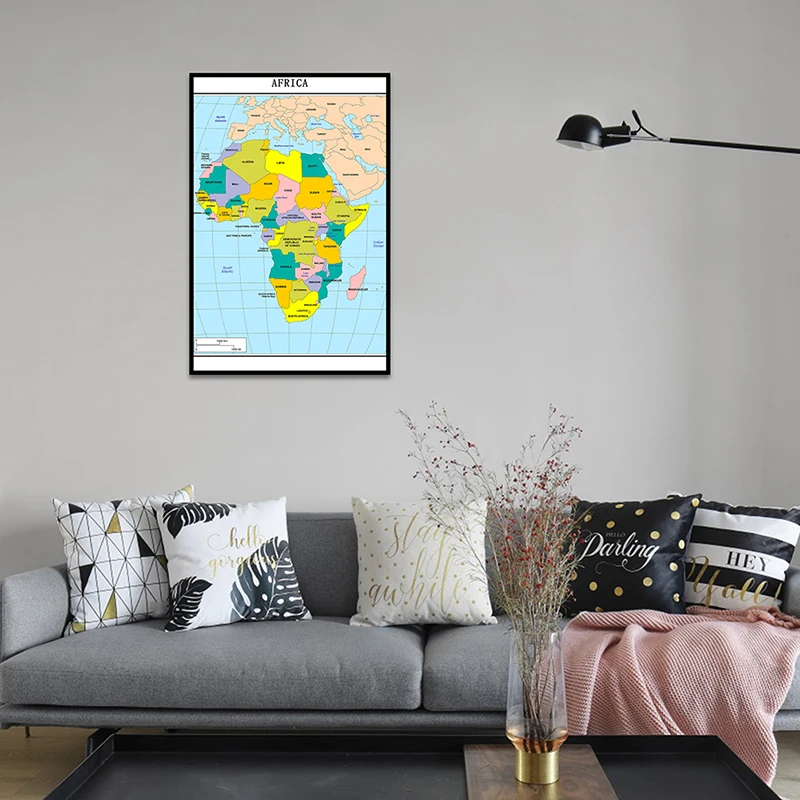 42*59cm The Political Map of Africa 2013 Version Posters and Prints Non-woven Canvas Painting School Teaching Supplies