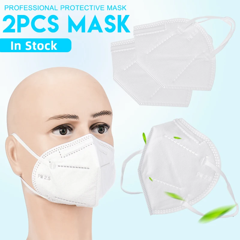 

2PCS KN95 PM2.5 Dustproof Face Mask Smog Mouth Cover Filter Dustproof Particulate Respirator Disposable Pad for Kids Men Women