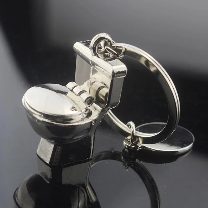 

For 3D Metal Mini Toilet Keychain Car Key Ring Cute Creative Keyfob Bathroom Key Chain For Motorcycle Auto Keyring Decoration