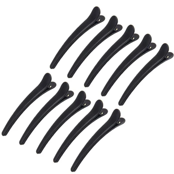 전문 미용실 헤어핀, 블랙 플라스틱, 싱글 프롱 DIY 악어 헤어 클립, 헤어 케어 스타일링 도구, 10 개
