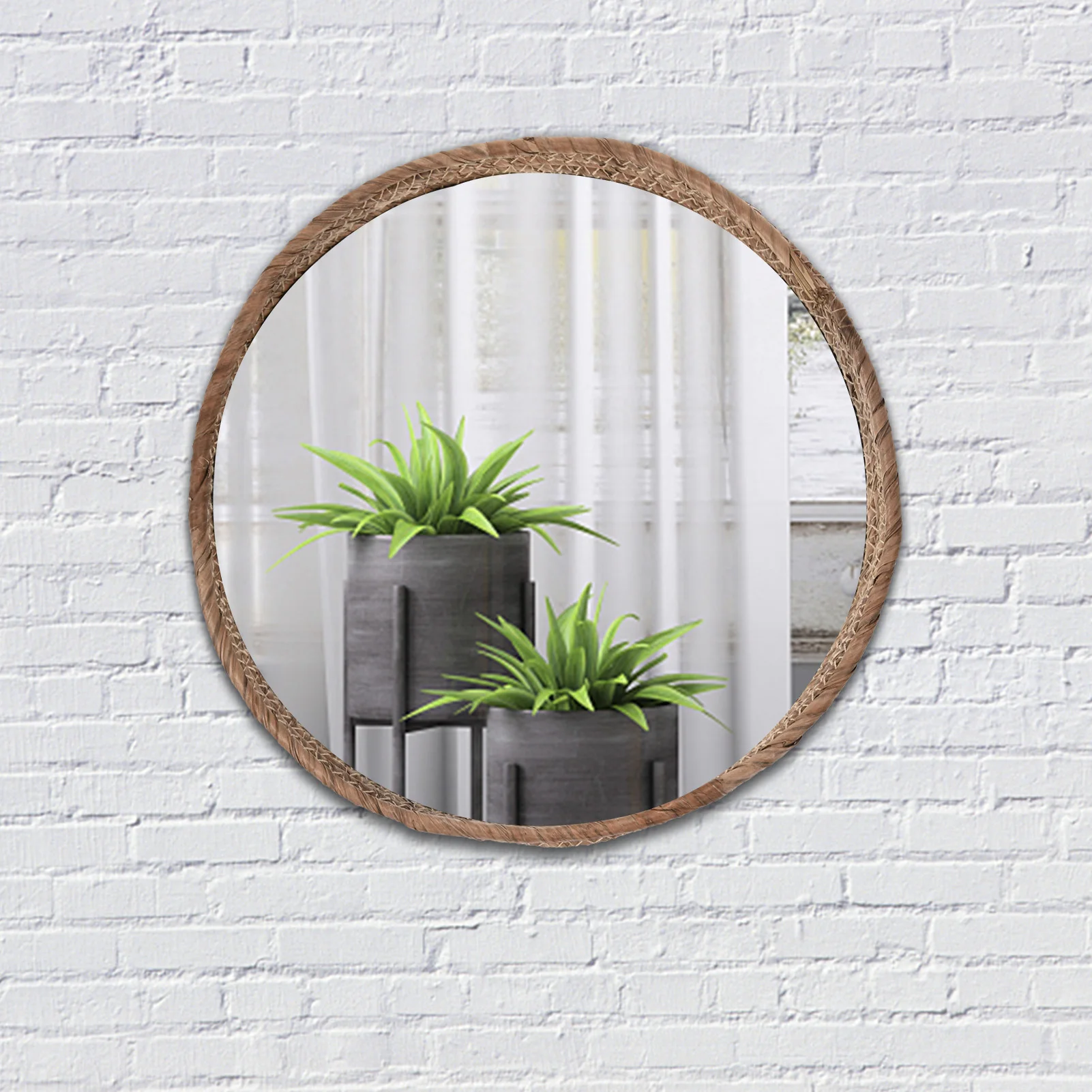 Art Deco Mirror Living Room Round Wall Rattan Makeup Dressing Table Decorated With Corridor Dropshipping | Дом и сад