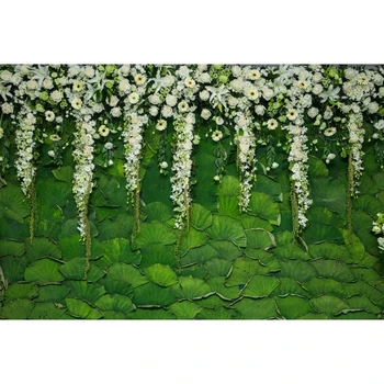 

Summer Lotus Leaves Flower Green Backdrop Wedding Photocall Baby Portrait Shower Vinyl Photography Background For Photo Studio