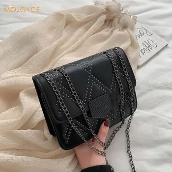 

New Rivet Chain Small Crossbody Bags For Women 2020 Shoulder Messenger Bag Female Lady Solid Color Luxury Handbags