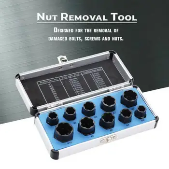 

10PCS Nut Removal Tool Damaged Lug Nut Lock Remover Twist Socket Set Car Wheel Nut Socket Screw Extractor Tool Automotive Tools