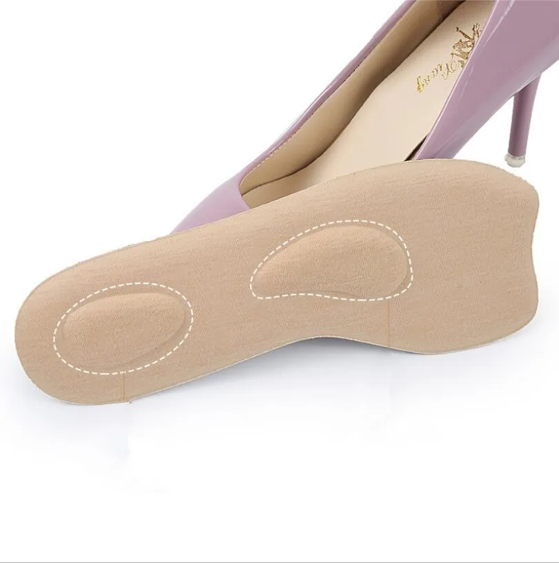 1 Pair Soft Breathable Insole Self-adhesive Seven Insoles Points Elastic Anti-slip Insole Pads for High Heel Shoe