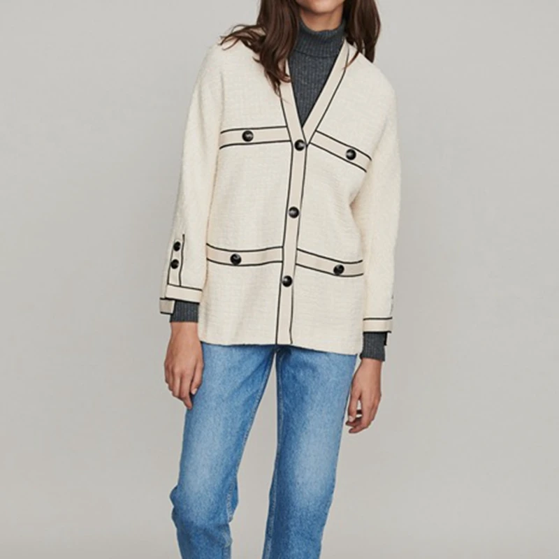 

2019 Fall Female Runway Tweed Coats Single Breasted Cardigans Outwear