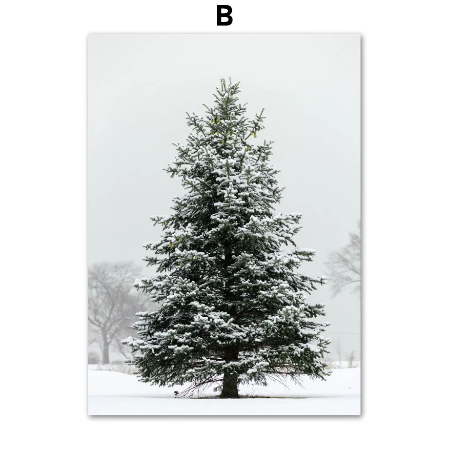 Wall-Art-Canvas-Painting-Winter-Hill-Snow-Forest-Pine-Deer-Bison-Nordic-Posters-And-Prints-Wall (4)