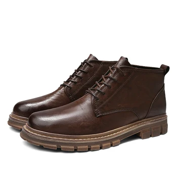 

Autumn Winter Men Leather Boots Casual Flats Black male shoes Fashion Low Top Boots Men's Shoes Comfortable Sneakers *D8631