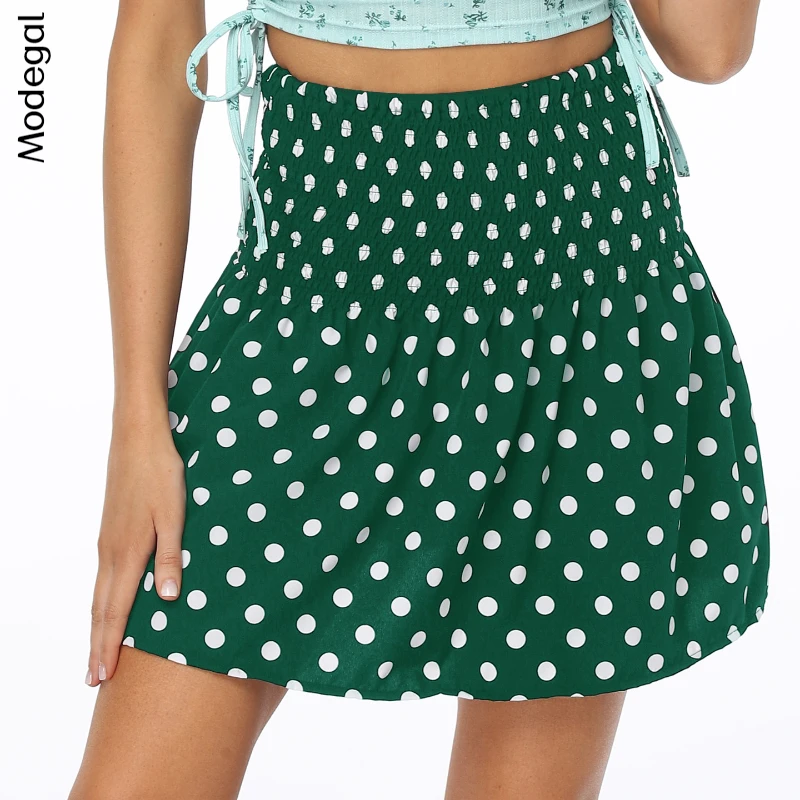 Modegal minifalda de lunares para faldas cortas plisadas de gasa, cintura alta elástica, línea A, A la moda, verano, 2021|Faldas| - AliExpress