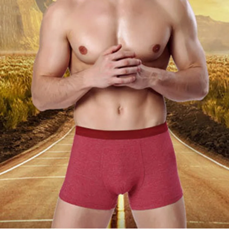 

Cotton Linen Seamless Underwear Men Breathable Elastic Waistband Boxer Patchwork Soft -up Sport Cotton Boxershorts