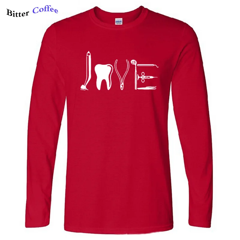 13 Осенняя Новинка WEELSGAO LOVE By Dental equipment, мужские футболки ts Dentist Health Care, мужские хлопковые футболки с длинным рукавом - Цвет: 13