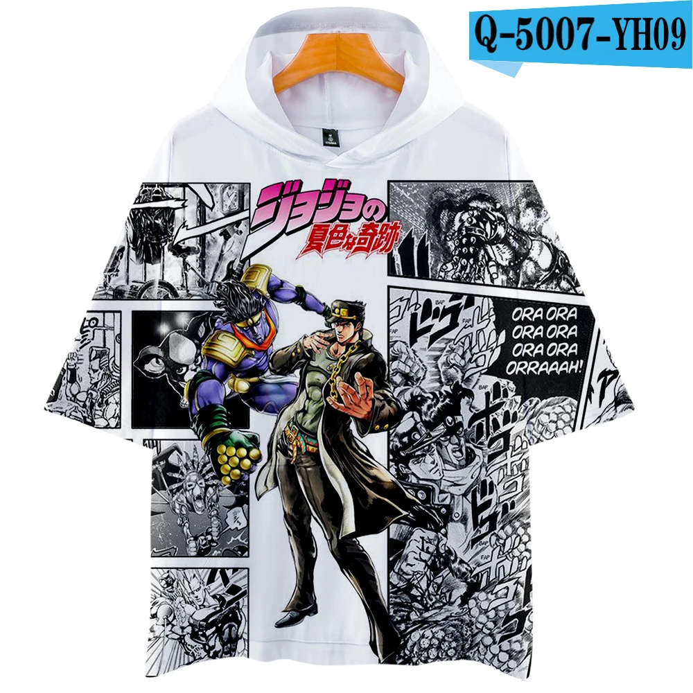 3DT Новинка, футболка с 3D капюшоном JOJO для мужчин/женщин, модная летняя футболка в стиле Харадзюку, высокое качество, 3D принт, комикс, JOJO, для мальчиков/девочек, розовые футболки с капюшоном - Цвет: 3DT