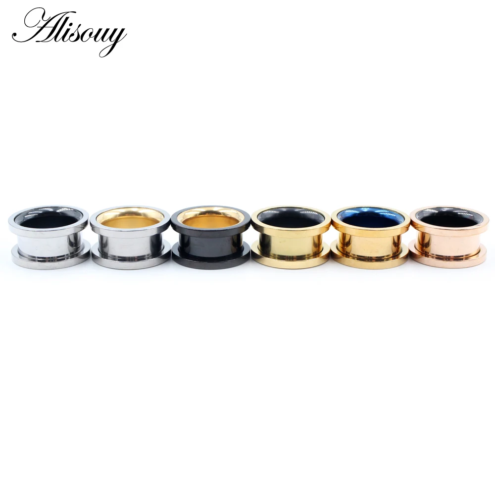 Body piercing jewelry 2pcs Smiple Hollow Stainless Steel Flared Ear Plugs Tunnel Expander Stretcher Gauges Flesh Piercing Earring Body Jewelry