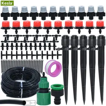 

5M-25M Drip Irrigation Automatic Watering Kits System 4/7mm Hose & 1/4'' Adjustable Dripper Atomizer for Lawn Garden Greenhouse