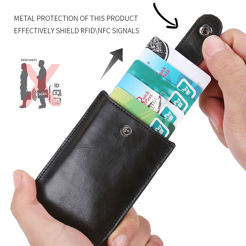 Hot Unisex Anti-theft RFID Credit Card Holder Man Luxury Pulled Design Card holder Women CardHolder Wallet Leather CardCover Wallet Card Holder Card Holder Credit Card Holder Credit Card Wallet Card Wallet