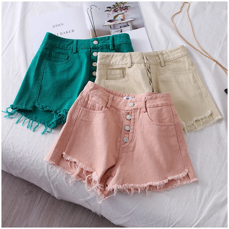Summer Shorts Single Breasted Fashion Flash Jeans Female High Waist Denim Summer Ripped Jeans for Women