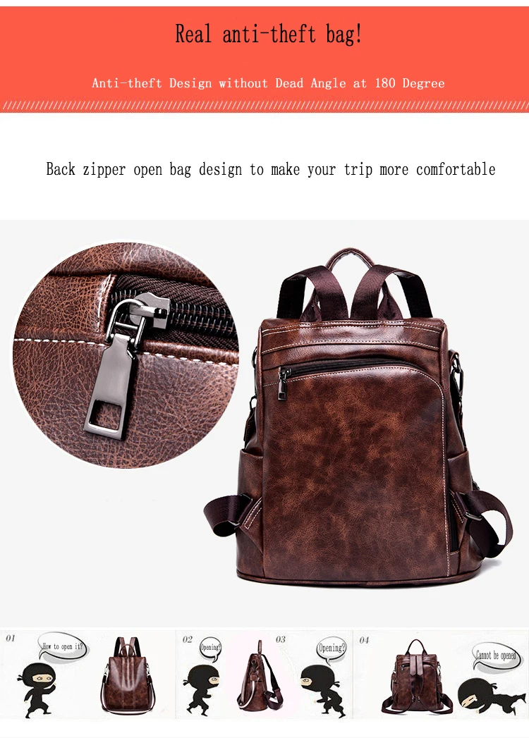 Vento Marea рюкзак с защитой от кражи, женская кожаная сумка на плечо в винтажном стиле, брендовая дизайнерская сумка для путешествий, женские кошельки, вместительные сумки