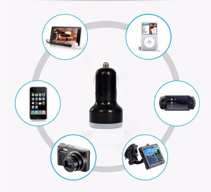 Автомобилей Высокое качество двойной 2 Порты и разъёмы зарядных порта USB для автомобиля Мощность Зарядное устройство адаптер для iPhone6/6 PLUS 5S для iPod Камера синий светильник горячая распродажа