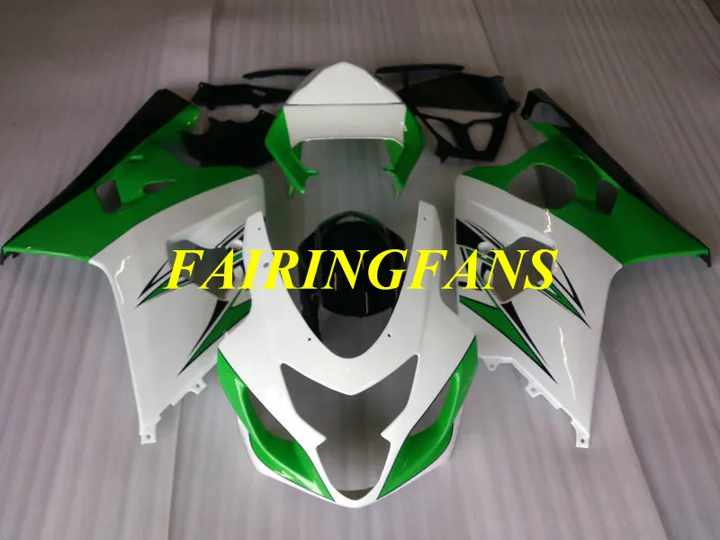 Мотоцикл обтекателя тела для GSXR600 750 K4 04 05 R 600 GSXR750 2004 2005 ABS белого и зеленого цвета Обтекатели Кузов+ подарки SE36