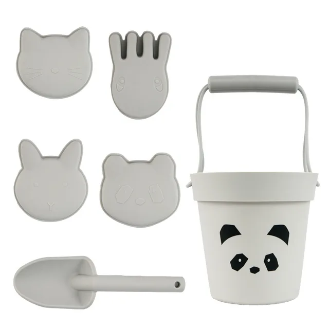 Silicone Children Beach Toys 6 Pieces Kit Baby Summer Digging Sand Tool with Shovel Molds Water Game Play Outdoor Toy Set 6