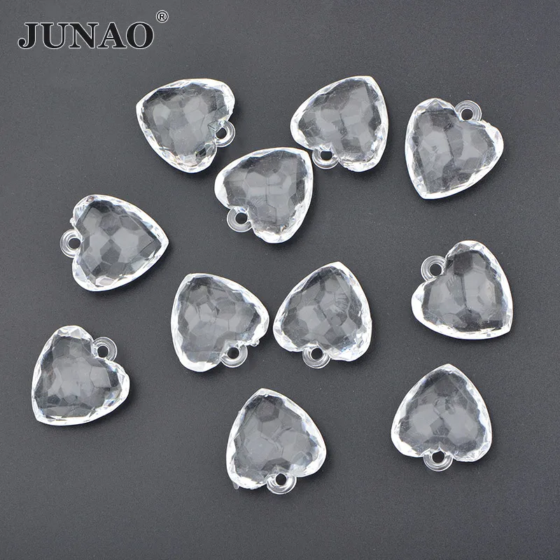 6pcs 30mm Heart JUNAO 30 мм прозрачные акриловые Висячие бусины, стразы в форме сердца, бусины для рукоделия, изготовление украшений, занавески - Цвет: 6pcs 30mm Heart