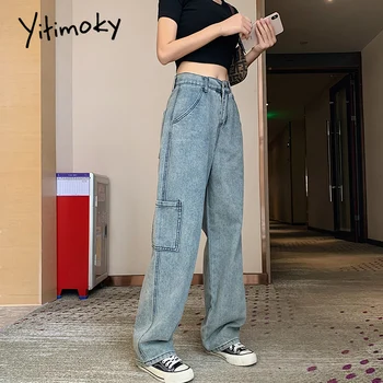 

Loose Straight mom jeans woman plus size Full Length Pockets Washed Vintage trousers denim pants high waist jeans women 2020