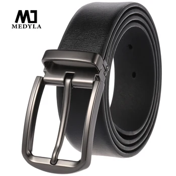 

Medyla 2020 new men's belt high quality cowhide belt leather jeans belt pin buckle punching youth belt 3.5cm dropshipping