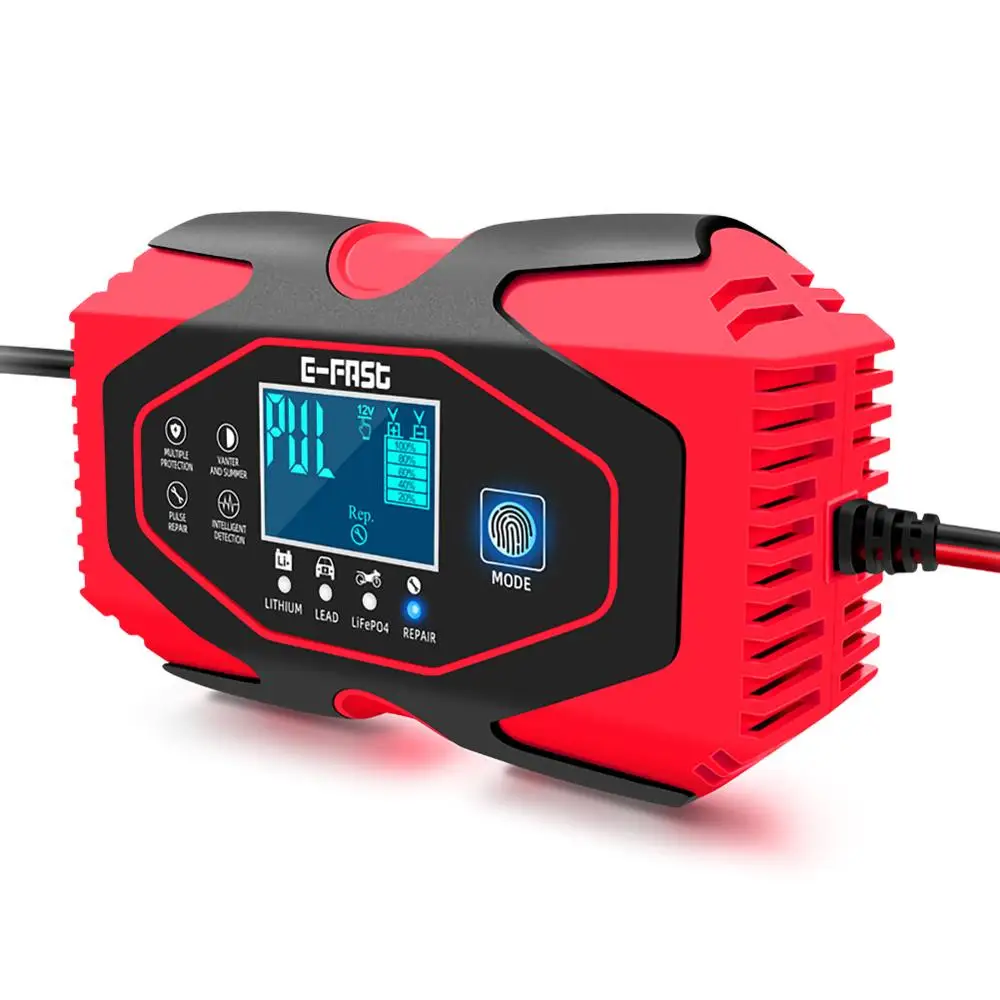 Автомобильный Батарея Зарядное устройство 12V/6A 24V/3A ЖК дисплей Экран зарядки