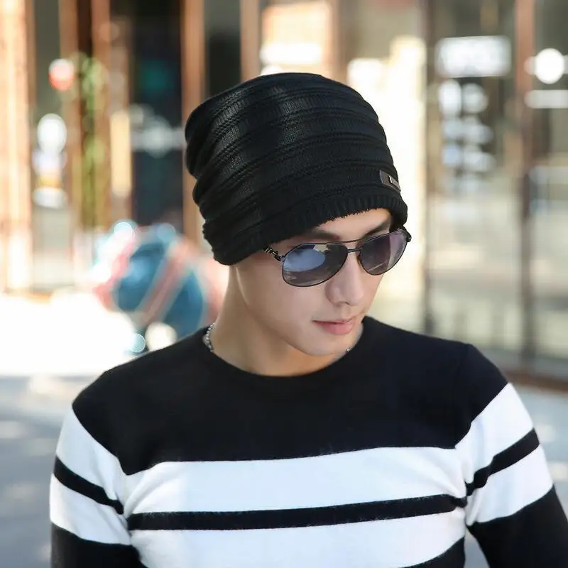 Новинка, Мужская зимняя шапка Кепка Skullies, зимние шапки для мужчин и женщин, шапка из искусственного меха, Теплые Мешковатые вязаные шапочки