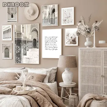 

Islamic Vintage Morocco Building Canvas Painting Arab Mosque Poster Religion Landscape Print Wall Art Picture Home Decoration