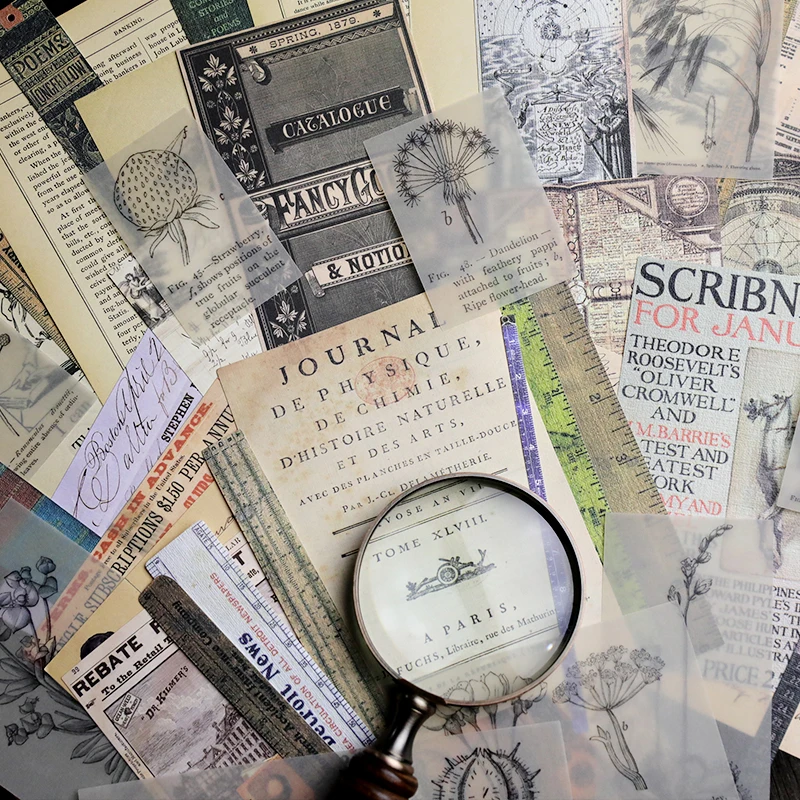 

50Pcs/Pack Diary Vintage Material Sheets Series Sticker DIY Craft Scrapbooking Album Junk Journal Planner Decorative Stickers