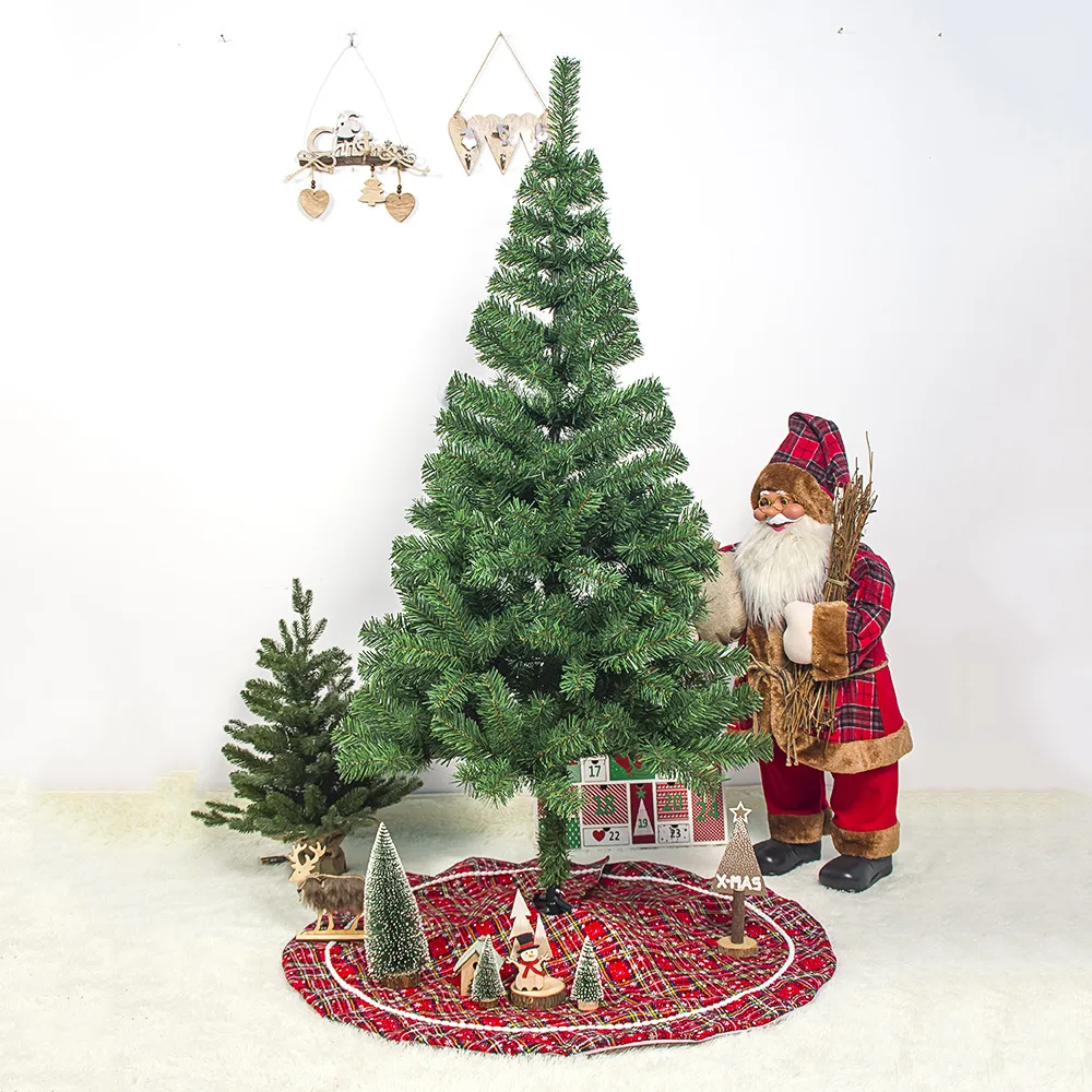 

2020 Christmas Ornaments Fabric Plaid Snowflake 100cm Christmas Tree Dress Christmas Tree Bottom Decoration